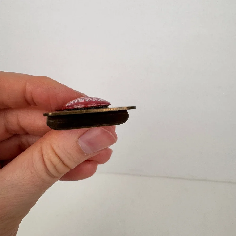 Vtg Coca Cola Coke Soda Merch w Red Logo Money Clip Brass Gold Color Metal Aged